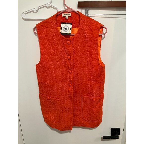 Pink Ripple Jackets & Blazers - Pink Ripple Women's Button Down Tweed Vest, Orange, Size Large, NWT
